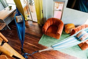 Télévision, cheminée, livres, espaces bureaux