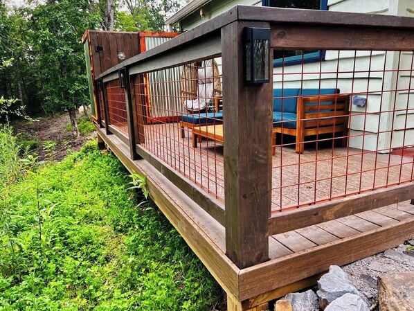 Terrace/patio - Whippoorwill Cabin – Cozy Mountain Escape w/ Stargazing Shower & Trails (Marion County)