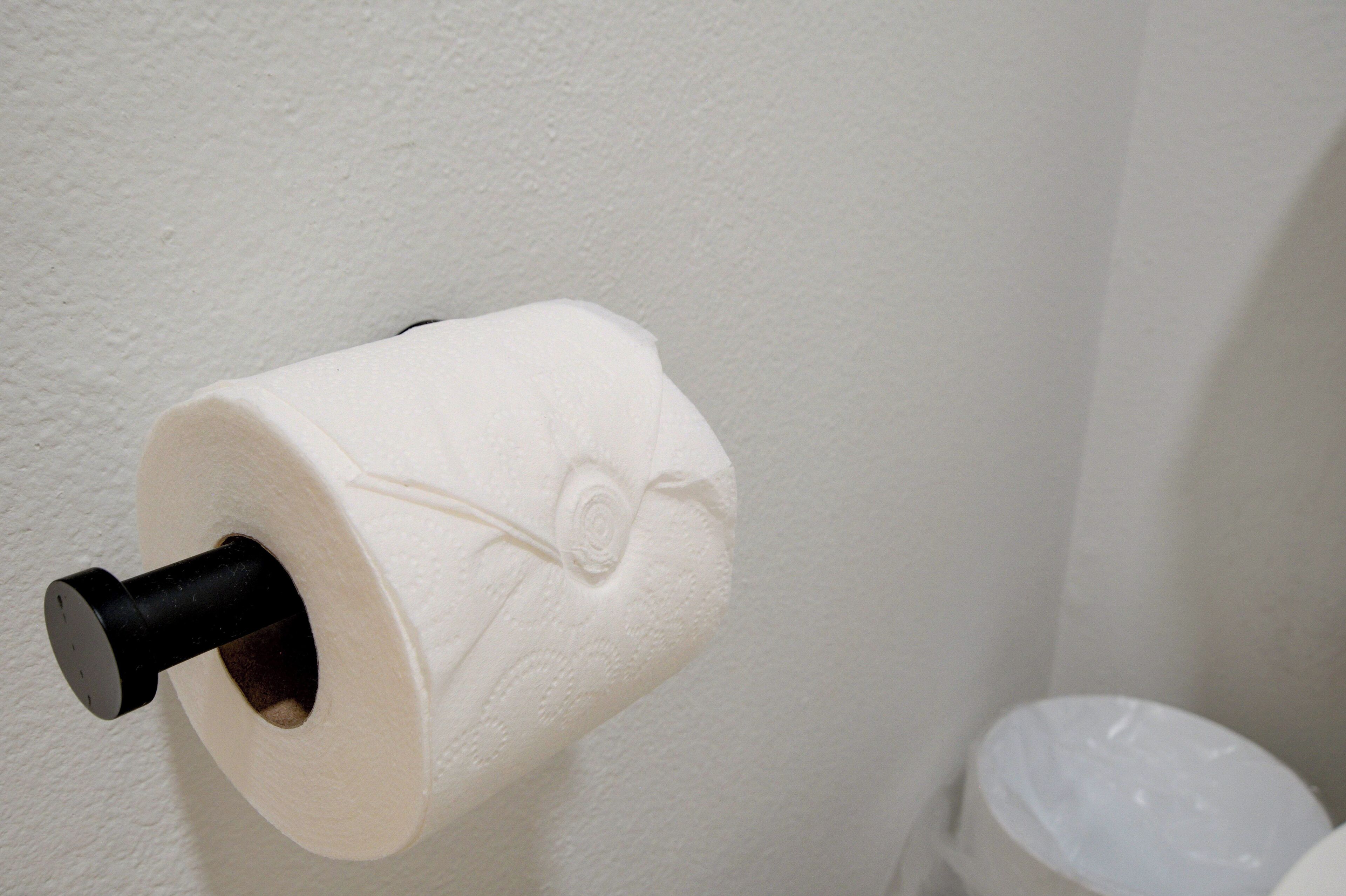 Kylpyhuoneen seinälle asennettu WC-paperirulla.