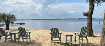Rare bay waterfront home with 145' of SANDY BEACH!!! Pets welcome!!