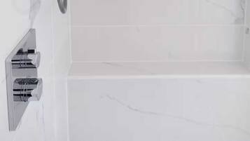 Eco-friendly toiletries, hair dryer, towels