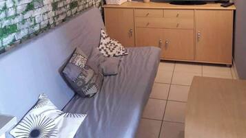 Télévision, table de tennis de table, livres