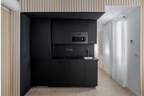 Apartment | Private kitchen | Fridge, microwave, oven, stovetop