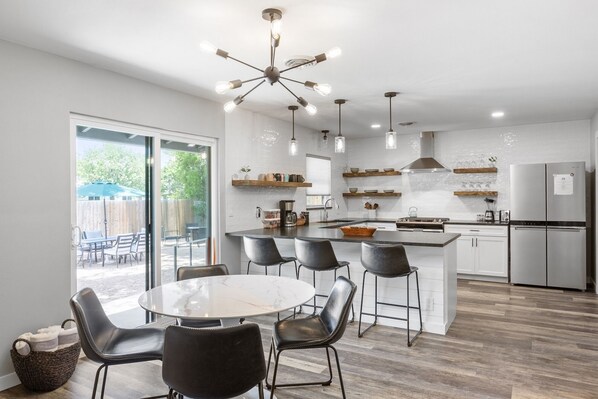 House, 3 Bedrooms | Private kitchen | Fridge, oven, coffee/tea maker - Zander Haus 3 Bedroom Home by RedAwning (Fredericksburg)