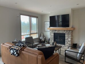 TV, fireplace