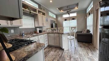 Réfrigérateur, micro-ondes, four, plaque de cuisson