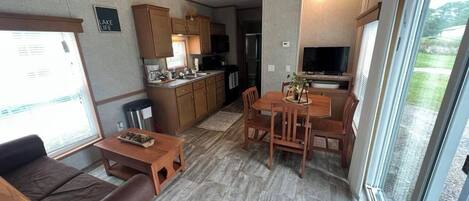 TV, DVD player, table football, ping pong