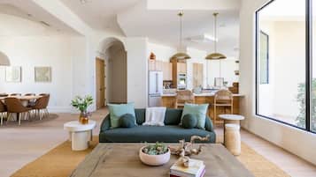 TV connectée, cheminée, livres