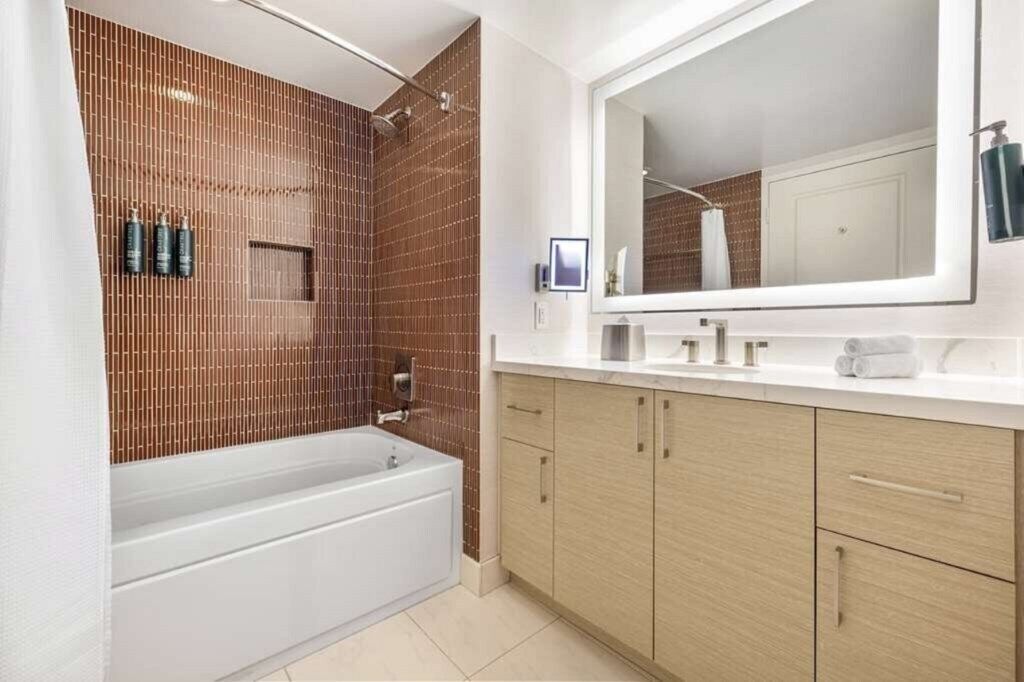 Hair dryer, bidet, towels, soap