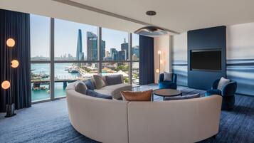 Premier studio, meerdere bedden, uitzicht op haven | Uitzicht op het water
