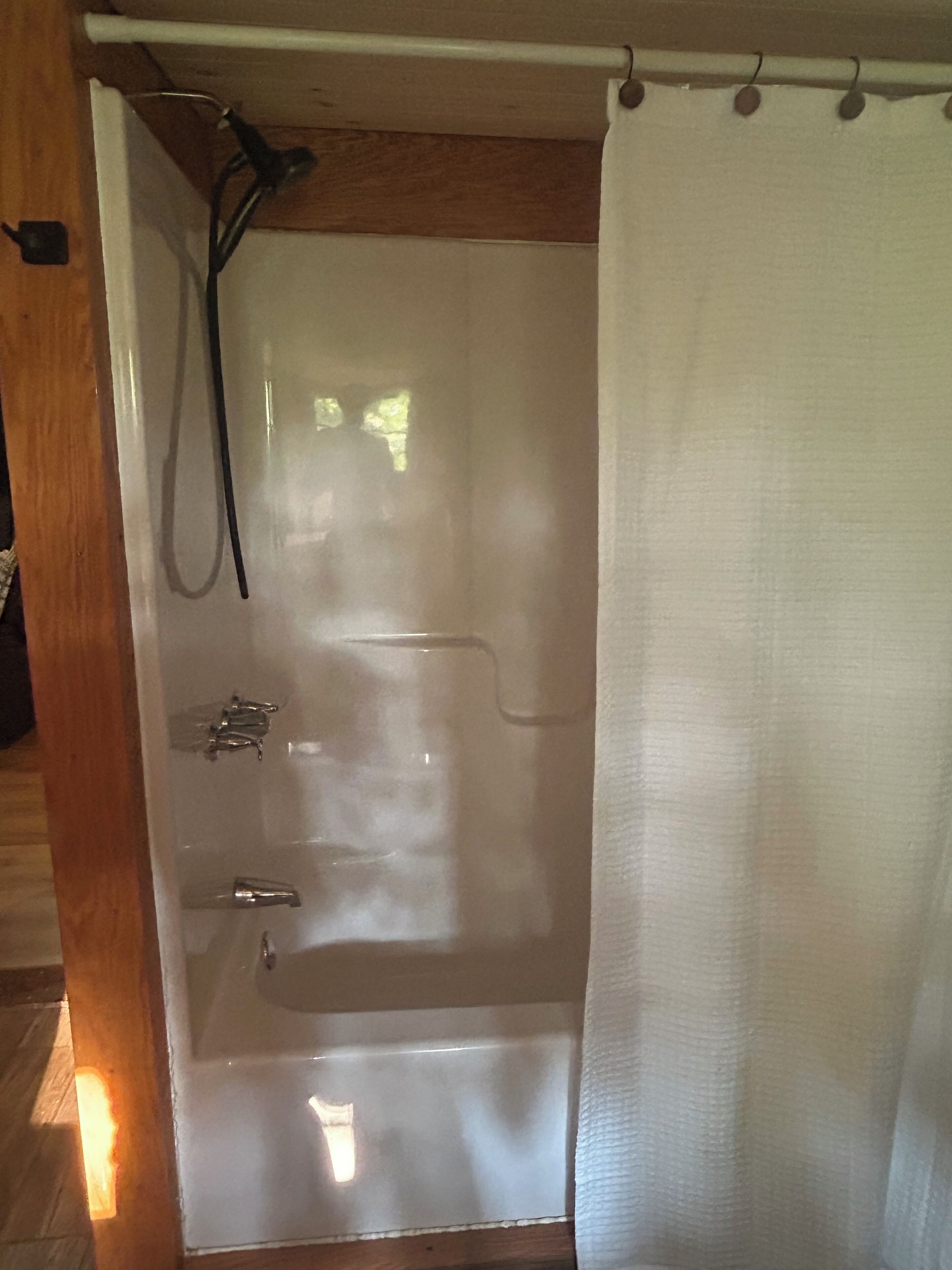 Hair dryer, towels, toilet paper