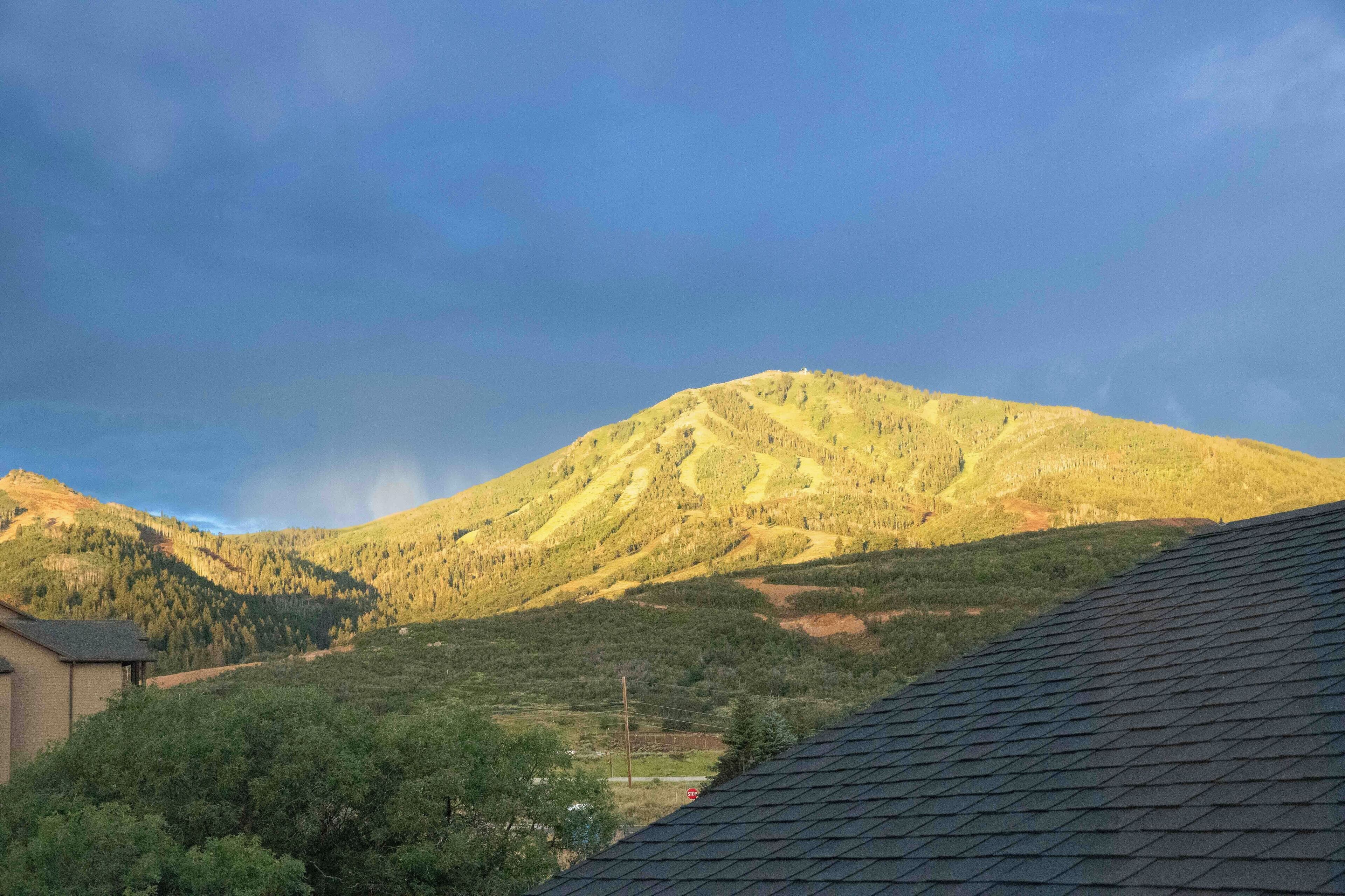 A mountain with a clear sky.