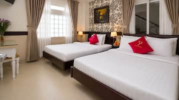 Desk, free WiFi, bed sheets