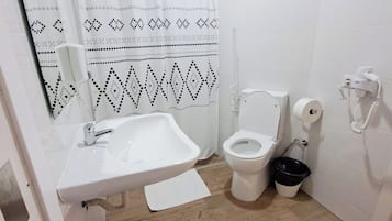 Kahden hengen perushuone, 1 parisänky, tupakointi kielletty, oma kylpyhuone | Kylpyhuone | Suihku, hiustenkuivaaja, saippua, vessapaperi