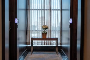 Down comforters, pillowtop beds, desk, blackout drapes