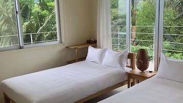 Desk, laptop workspace, free WiFi, bed sheets