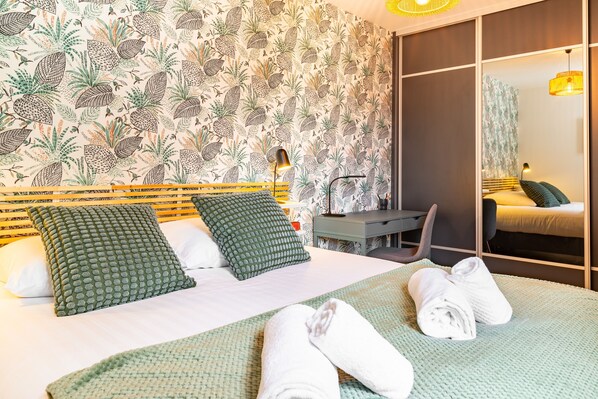 1 間睡房、熨斗/熨衫板、免費 Wi-Fi、床單