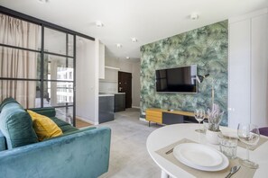 Apartment, Air conditioning, City View | Living area | Flat-screen TV - Warsaw Night Apartments Grzybowska  (Warsaw)