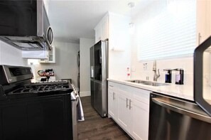 Fridge, dining tables