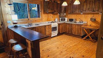 Fridge, microwave, oven, toaster