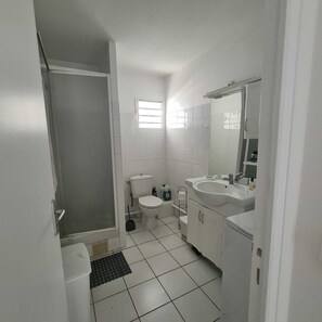 Secador de pelo, toallas, jabón, papel higiénico