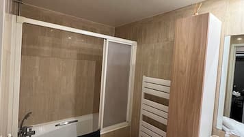 Hair dryer, towels, toilet paper