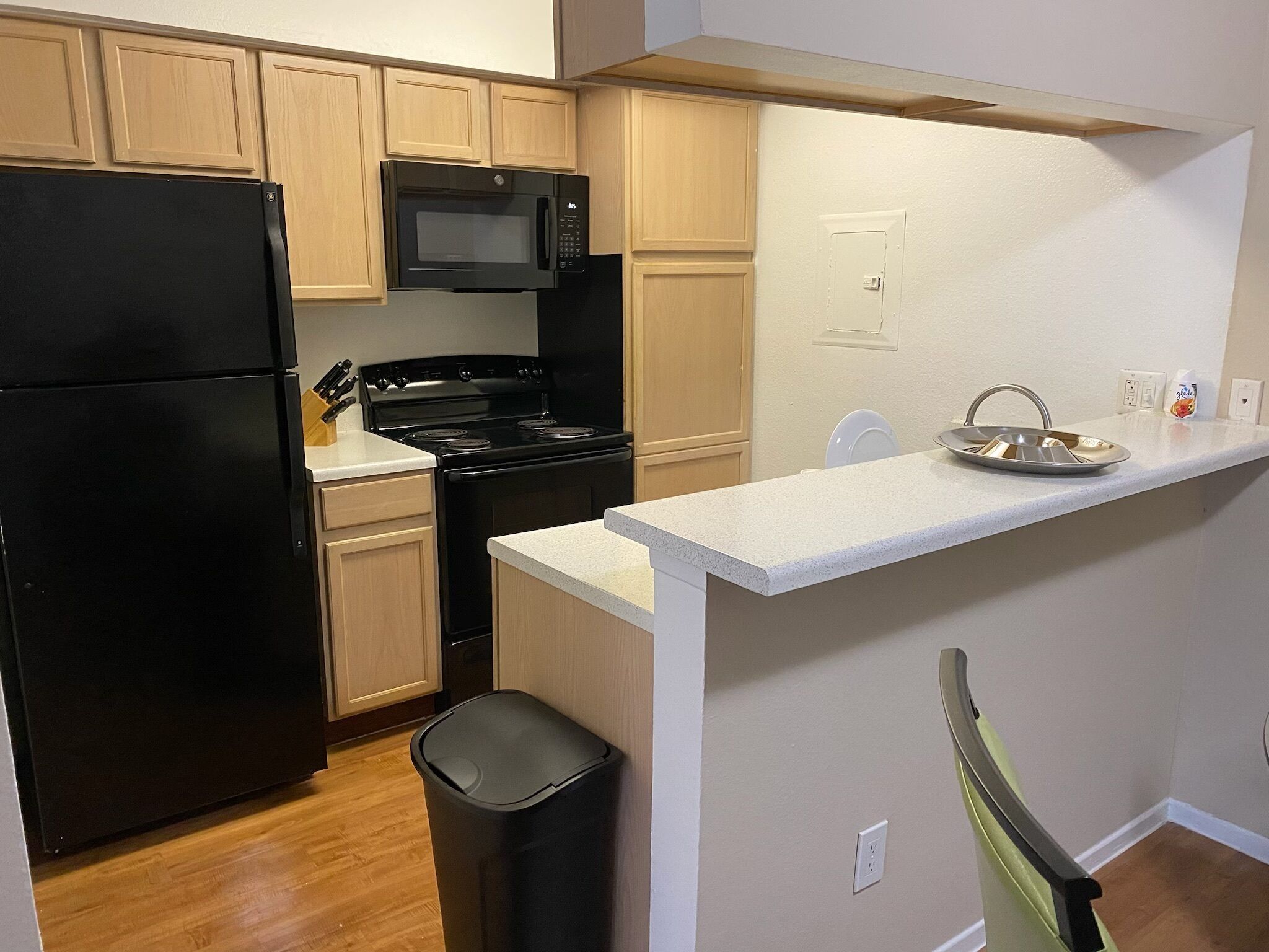 Frigorífico, microondas, horno y placa de cocina