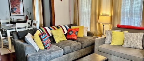 Flat-screen TV, books