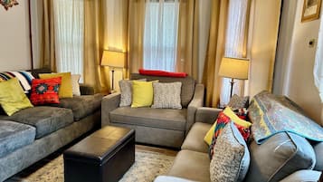 Flat-screen TV, books