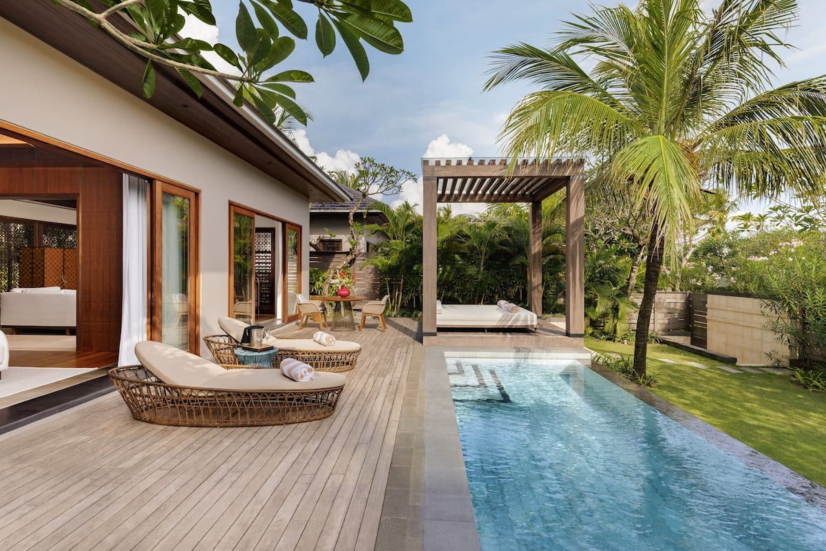 Villa - 1 sovrum - utsikt mot trÀdgÄrden (Private Pool) | 1 sovrum, sÀngtillbehör av högsta kvalitet och minibar