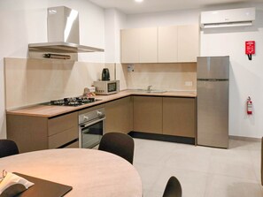 Fridge, microwave, oven, electric kettle