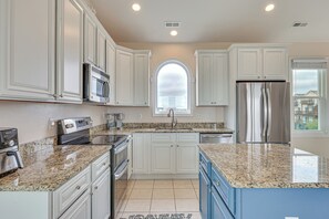 Fridge, microwave, stovetop, dishwasher - Walk to Surf City Beach: Ocean-View Home w/ Decks! (Surf City)