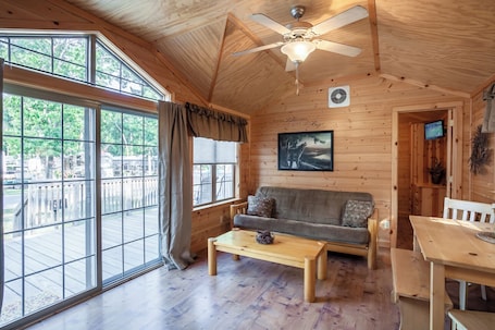 Flat-screen TV, DVD player. Pine Haven Campground