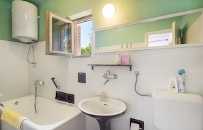 Bathtub, hair dryer