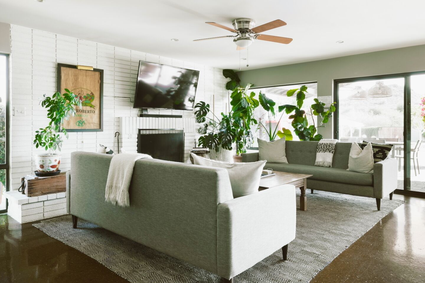 Smart TV, fireplace, table tennis, books