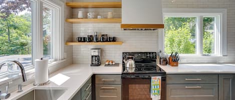 Fridge, microwave, stovetop, dishwasher