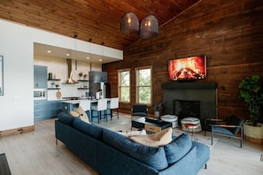 Smart TV, fireplace, video games, books