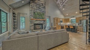 Smart TV, fireplace, computer monitors