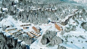 A snow-covered mountain resort with multiple chalet-style lodges, surrounded by dense forests and snow-covered slopes. - Les Dauphinelles by Interhome (Thyon-Les Collons)
