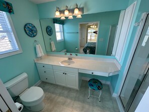 Shower, towels, toilet paper