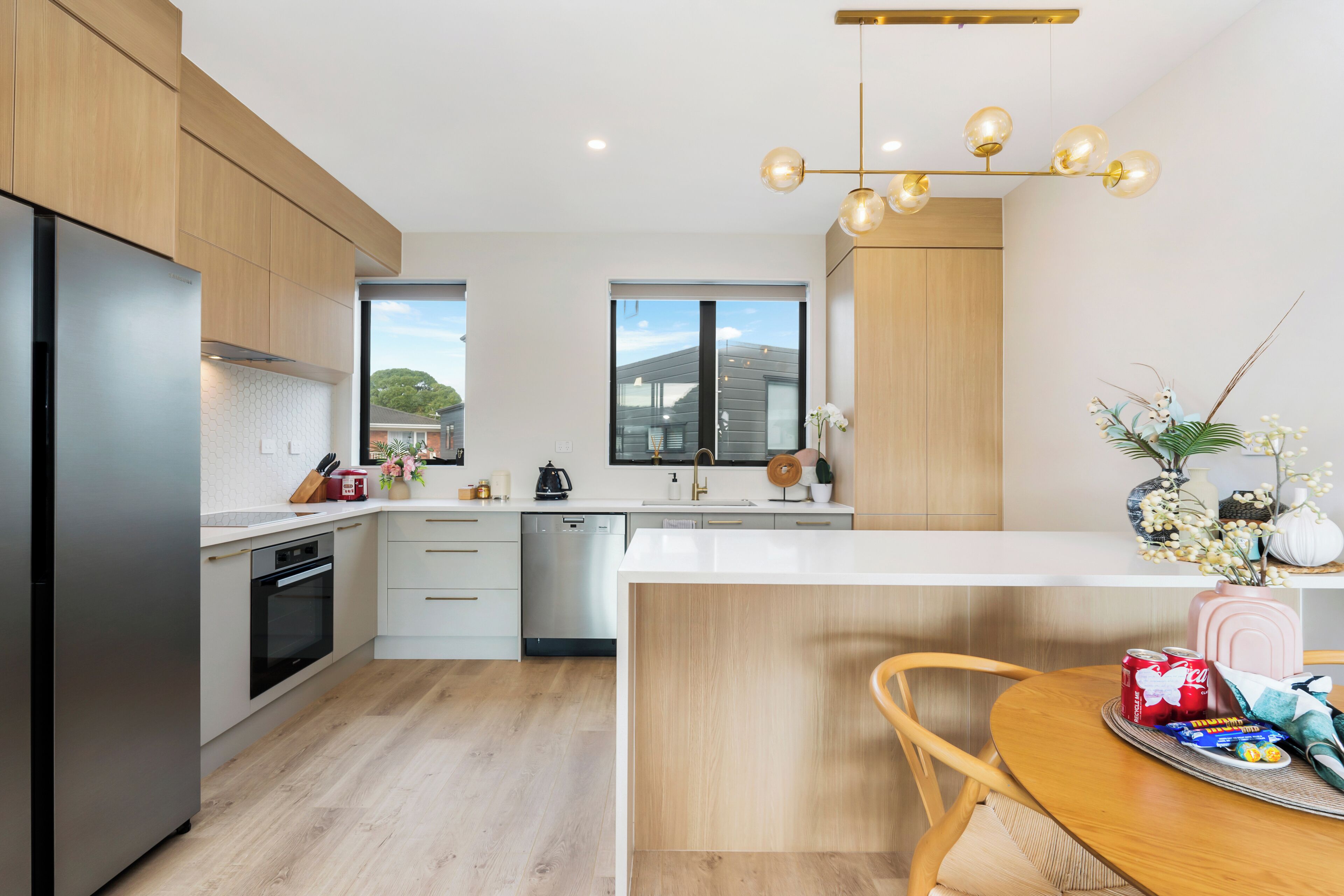 Fridge, microwave, oven, dishwasher