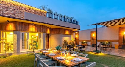 StayVista at D’Amour w/ Lawn & WIFI