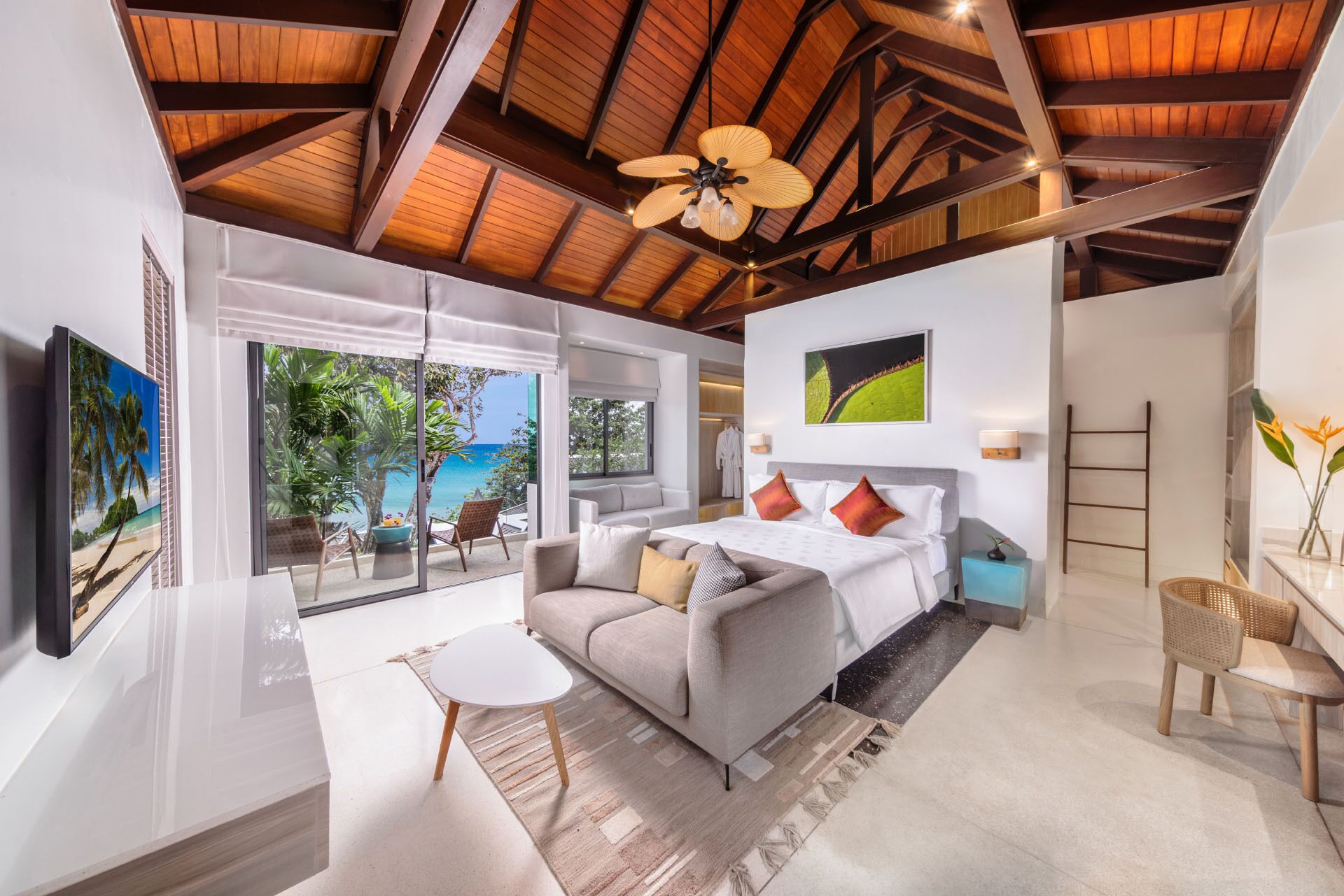 Minibar, desk, laptop workspace, blackout drapes