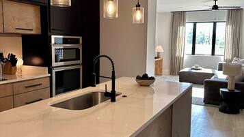 Microwave, oven, stovetop, dishwasher