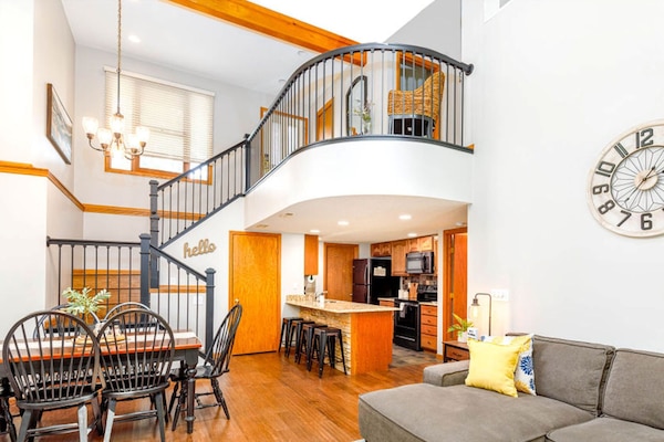 Smart TV, fireplace, foosball, printers