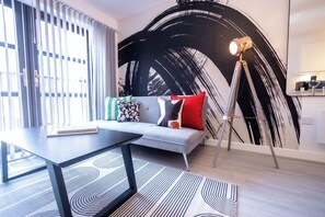 Exclusive Apartment, 1 Bedroom | Living area - Pristine 1 and 2 bedroom apartments near business district, walking distance to city centre, free internet & complimentary parking by Sojo Stay (Birmingham)