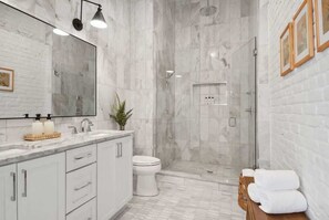 Bathtub, hair dryer, towels