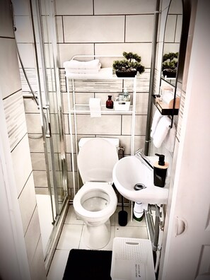 Sèche-cheveux, serviettes fournies, savon, papier toilette
