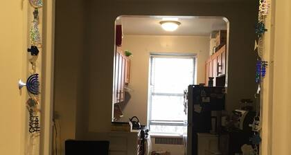 Large 1-br apartment near parks and shops. 5-min walk to subway, steps to buses