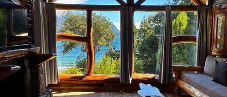 Cabin, 2 Bedrooms (Cipres) | Living area | 45-inch LED TV with cable channels